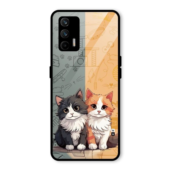 Cute Lovely Cats Glass Back Case for Realme GT 5G