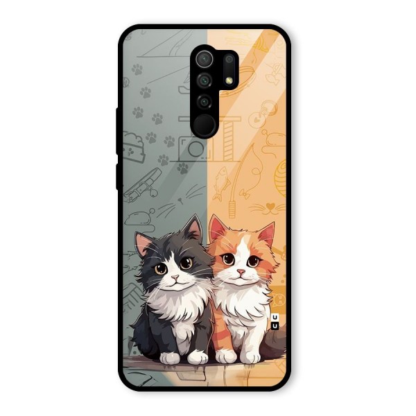 Cute Lovely Cats Glass Back Case for Redmi 9 Prime