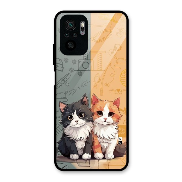 Cute Lovely Cats Glass Back Case for Redmi Note 10