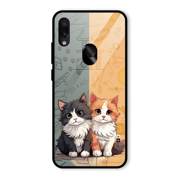 Cute Lovely Cats Glass Back Case for Redmi Note 7S