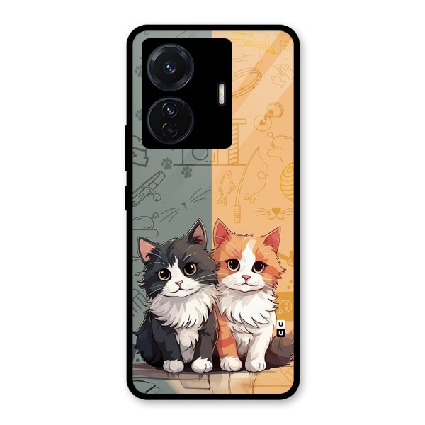 Cute Lovely Cats Glass Back Case for Vivo T1 Pro