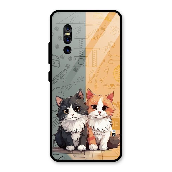 Cute Lovely Cats Glass Back Case for Vivo V15 Pro