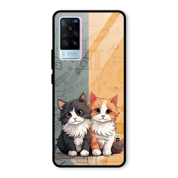 Cute Lovely Cats Glass Back Case for Vivo X60