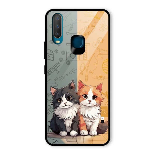 Cute Lovely Cats Glass Back Case for Vivo Y15