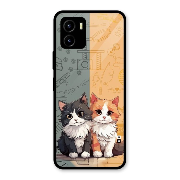 Cute Lovely Cats Glass Back Case for Vivo Y15s