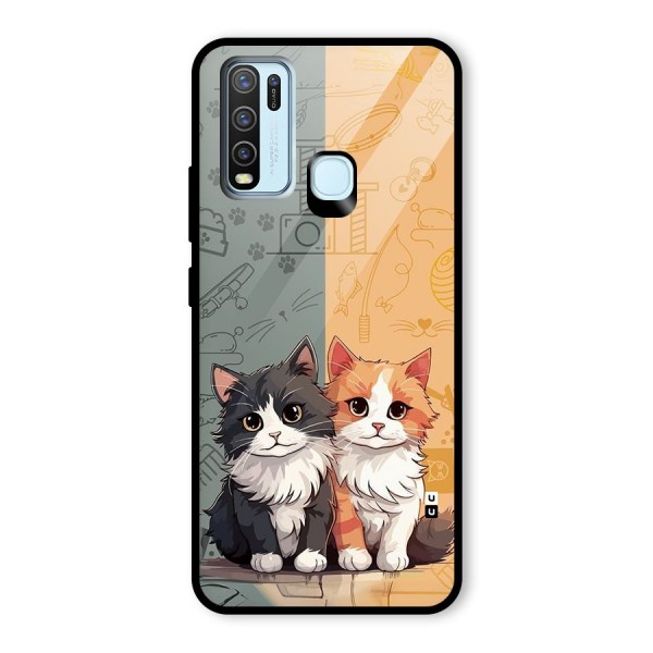 Cute Lovely Cats Glass Back Case for Vivo Y50