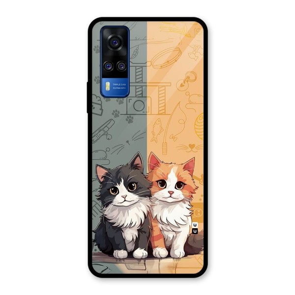 Cute Lovely Cats Glass Back Case for Vivo Y51