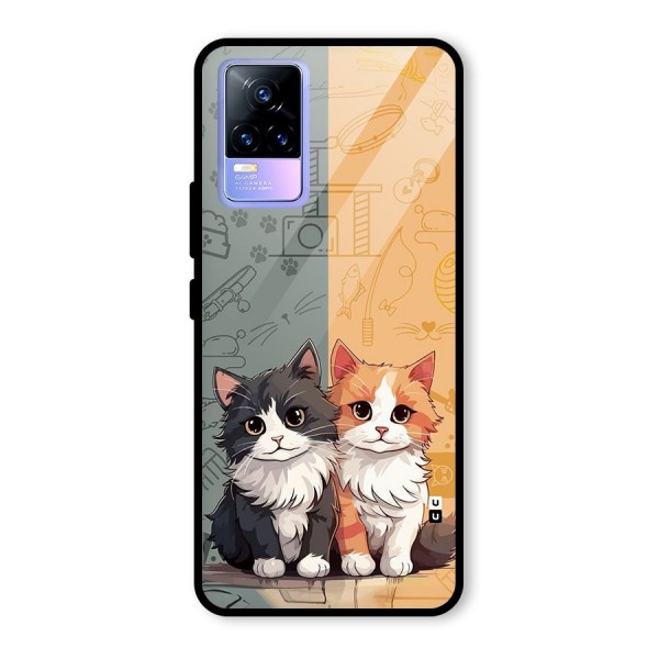 Cute Lovely Cats Glass Back Case for Vivo Y73