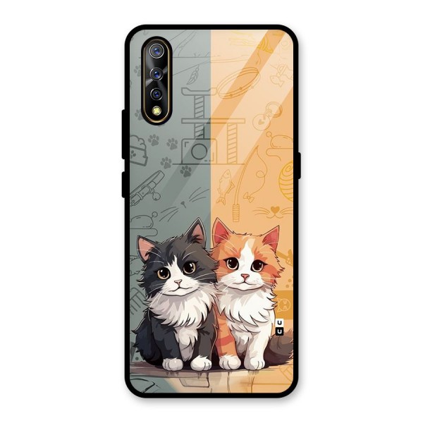 Cute Lovely Cats Glass Back Case for Vivo Z1x