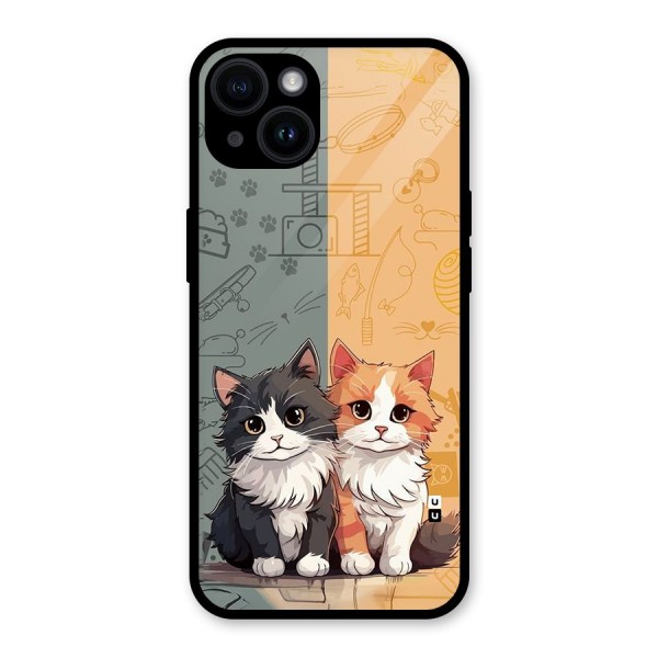 Cute Lovely Cats Glass Back Case for iPhone 14