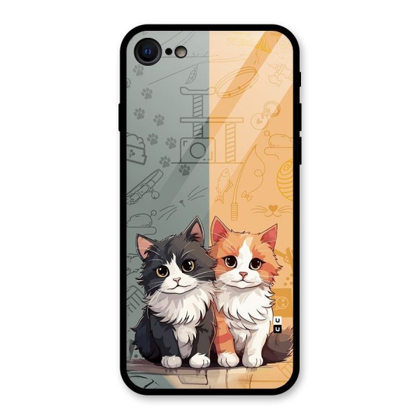 Cute Lovely Cats Glass Back Case for iPhone SE 2020