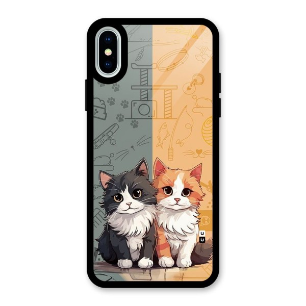 Cute Lovely Cats Glass Back Case for iPhone X