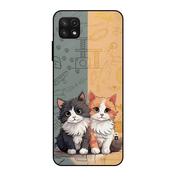 Cute Lovely Cats Metal Back Case for Galaxy A22 5G