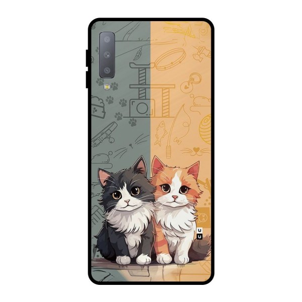 Cute Lovely Cats Metal Back Case for Galaxy A7 (2018)