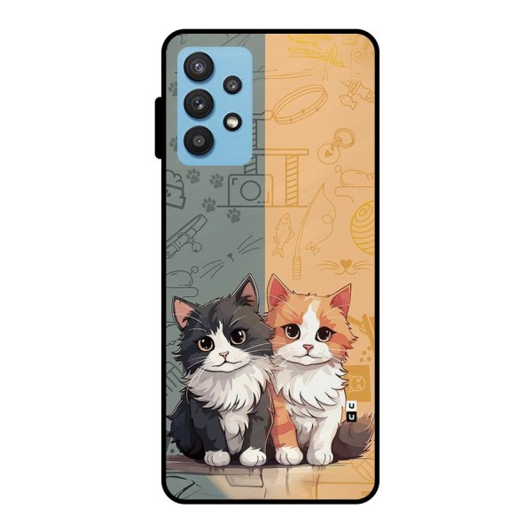 Cute Lovely Cats Metal Back Case for Galaxy M32 5G