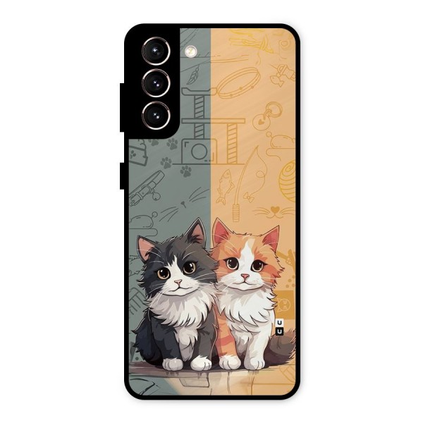 Cute Lovely Cats Metal Back Case for Galaxy S21 5G