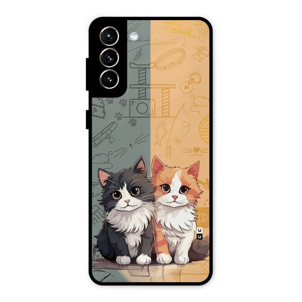 Cute Lovely Cats Metal Back Case for Galaxy S21 Plus