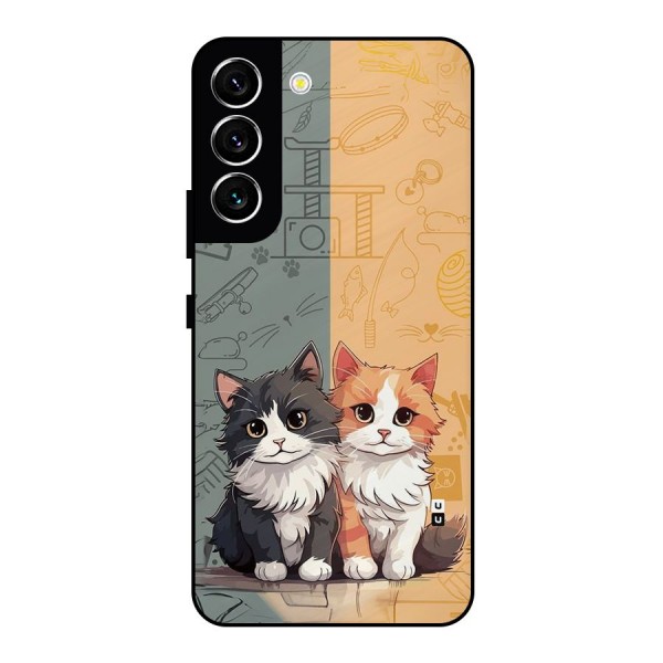 Cute Lovely Cats Metal Back Case for Galaxy S22 5G