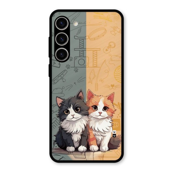 Cute Lovely Cats Metal Back Case for Galaxy S23 Plus