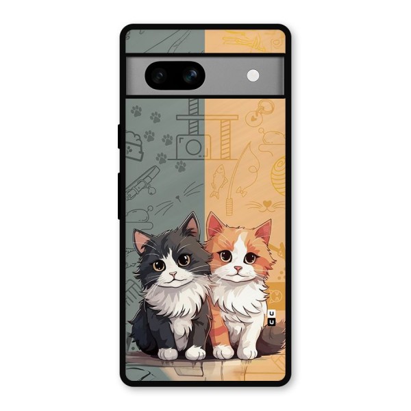 Cute Lovely Cats Metal Back Case for Google Pixel 7a