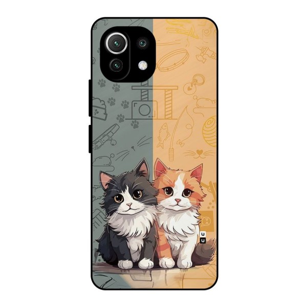 Cute Lovely Cats Metal Back Case for Mi 11 Lite
