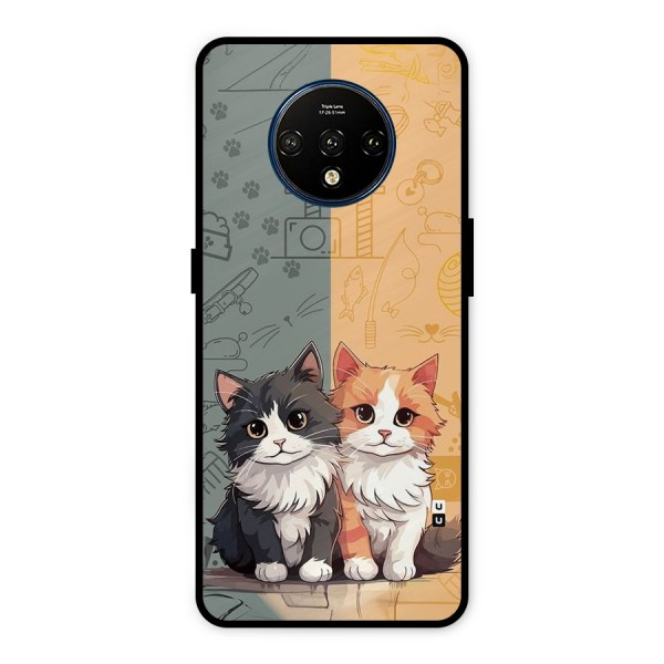 Cute Lovely Cats Metal Back Case for OnePlus 7T