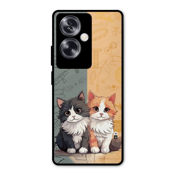 Cute Lovely Cats Metal Back Case for Oppo A79 5G