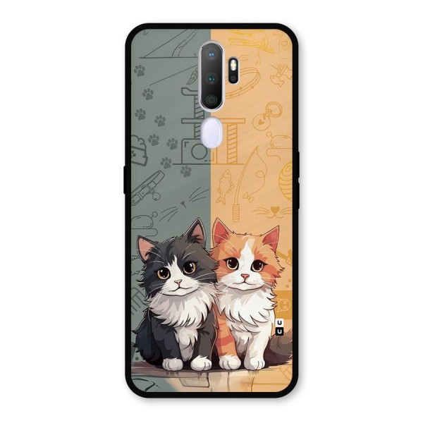 Cute Lovely Cats Metal Back Case for Oppo A9 (2020)