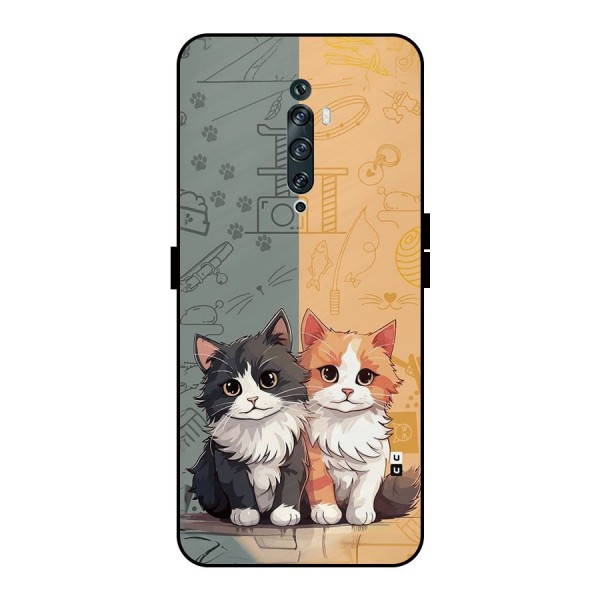 Cute Lovely Cats Metal Back Case for Oppo Reno2 F