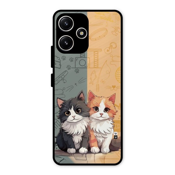 Cute Lovely Cats Metal Back Case for Redmi 12 5G