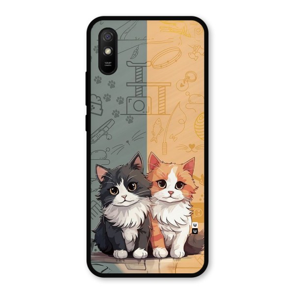 Cute Lovely Cats Metal Back Case for Redmi 9i