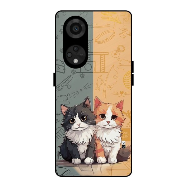 Cute Lovely Cats Metal Back Case for Reno8 T 5G