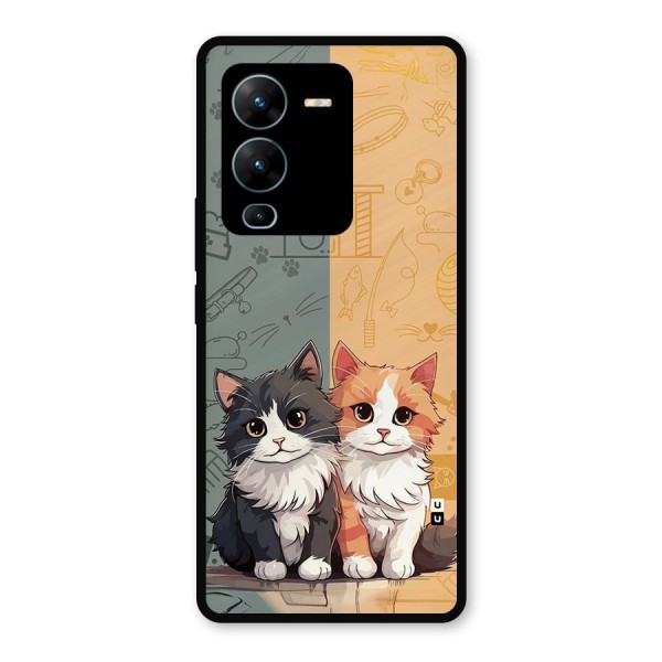 Cute Lovely Cats Metal Back Case for Vivo V25 Pro