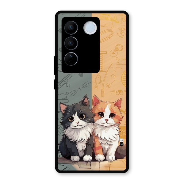 Cute Lovely Cats Metal Back Case for Vivo V27 Pro