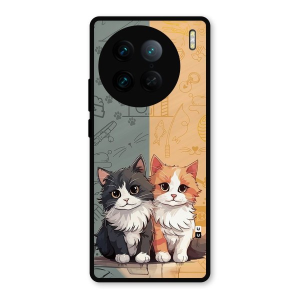 Cute Lovely Cats Metal Back Case for Vivo X90 Pro