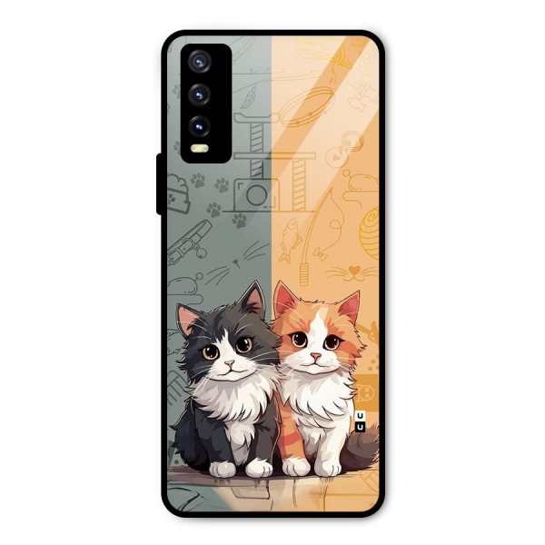 Cute Lovely Cats Metal Back Case for Vivo Y20 2021