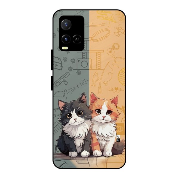 Cute Lovely Cats Metal Back Case for Vivo Y21