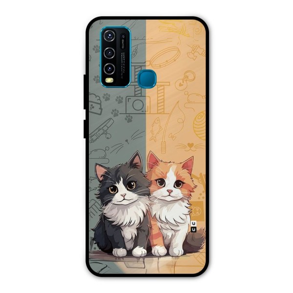 Cute Lovely Cats Metal Back Case for Vivo Y30