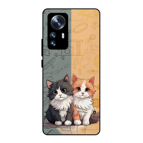 Cute Lovely Cats Metal Back Case for Xiaomi 12 Pro