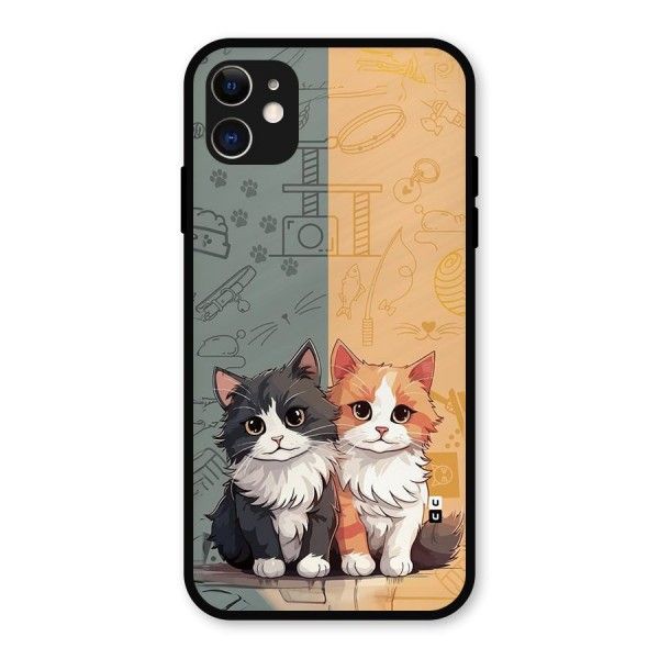 Cute Lovely Cats Metal Back Case for iPhone 11