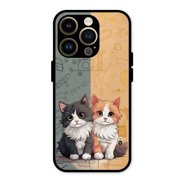 Cute Lovely Cats Metal Back Case for iPhone 14 Pro