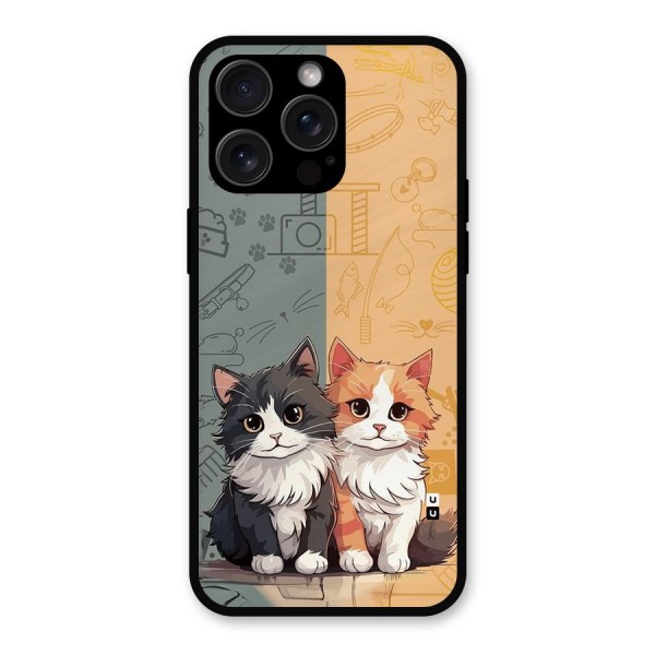 Cute Lovely Cats Metal Back Case for iPhone 15 Pro Max