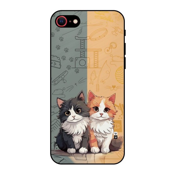 Cute Lovely Cats Metal Back Case for iPhone 8