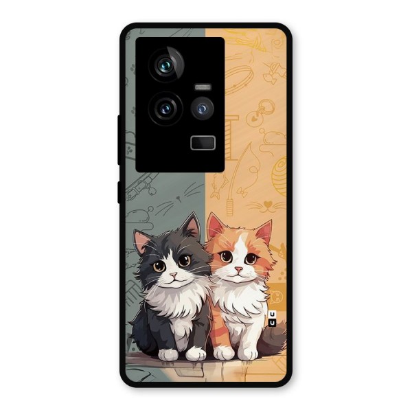 Cute Lovely Cats Metal Back Case for iQOO 11 5G