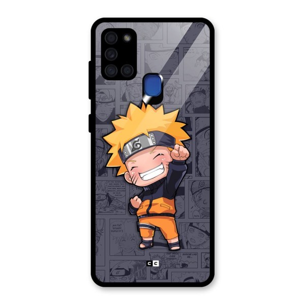 Cute Naruto Uzumaki Glass Back Case for Galaxy A21s