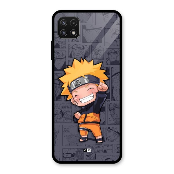 Cute Naruto Uzumaki Glass Back Case for Galaxy A22 5G