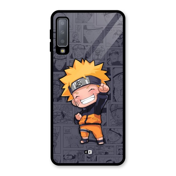 Cute Naruto Uzumaki Glass Back Case for Galaxy A7 (2018)