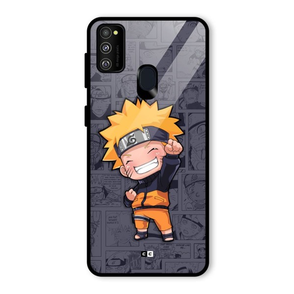 Cute Naruto Uzumaki Glass Back Case for Galaxy M21