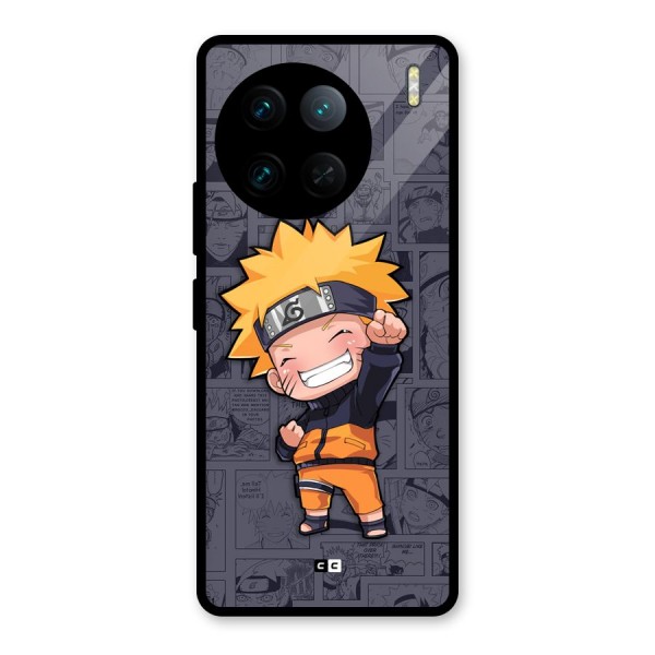 Cute Naruto Uzumaki Glass Back Case for Vivo X90 Pro