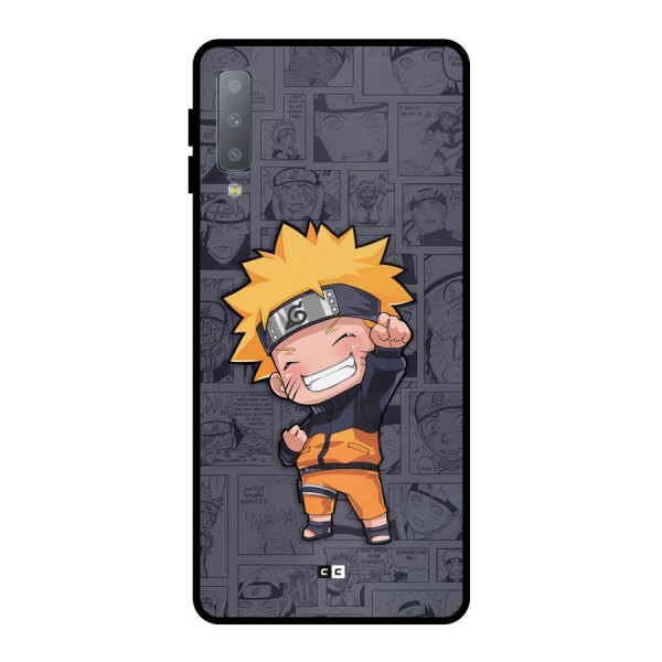 Cute Naruto Uzumaki Metal Back Case for Galaxy A7 (2018)